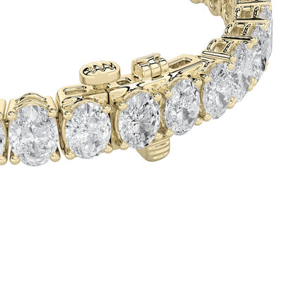 18.5CTW Oval Shaped Lab Grown Diamond (F/VS) East West Line Bracelet in 14K Gold