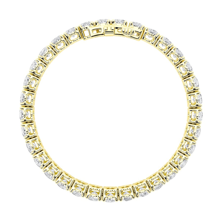 18.5CTW Oval Shaped Lab Grown Diamond (F/VS) East West Line Bracelet in 14K Gold