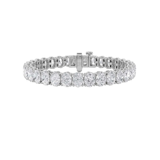 24CTW Oval Shaped Lab Grown Diamond (F/VS) East West Line Bracelet in 14K Gold