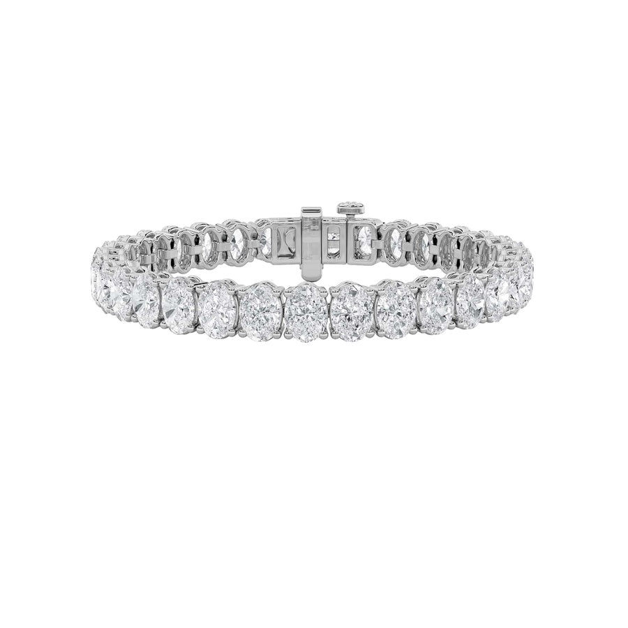 24CTW Oval Shaped Lab Grown Diamond (F/VS) East West Line Bracelet in 14K Gold