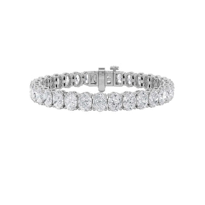 24CTW Oval Shaped Lab Grown Diamond (F/VS) East West Line Bracelet in 14K Gold