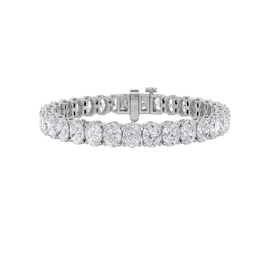 24CTW Oval Shaped Lab Grown Diamond (F/VS) East West Line Bracelet in 14K Gold