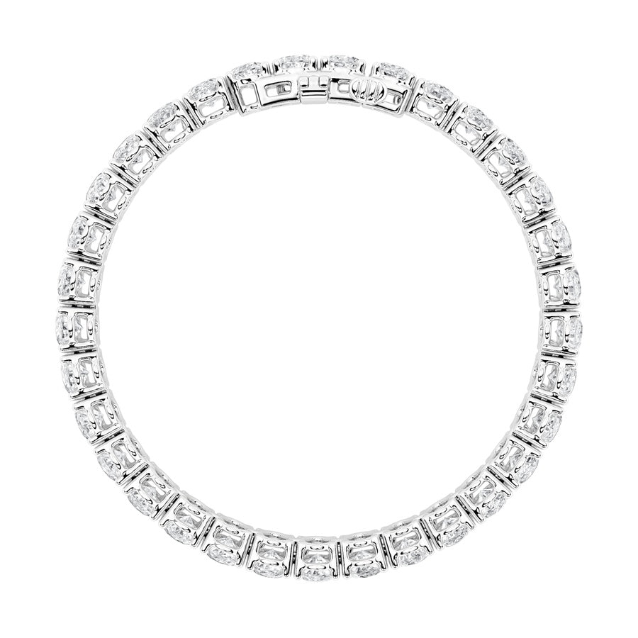 24CTW Oval Shaped Lab Grown Diamond (F/VS) East West Line Bracelet in 14K Gold