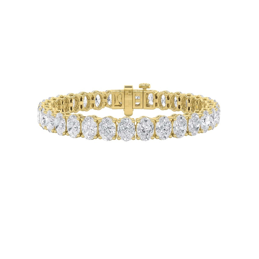 24CTW Oval Shaped Lab Grown Diamond (F/VS) East West Line Bracelet in 14K Gold