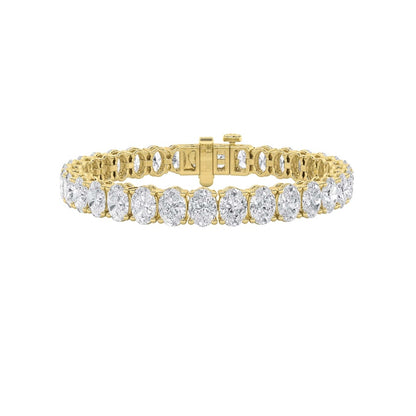 24CTW Oval Shaped Lab Grown Diamond (F/VS) East West Line Bracelet in 14K Gold