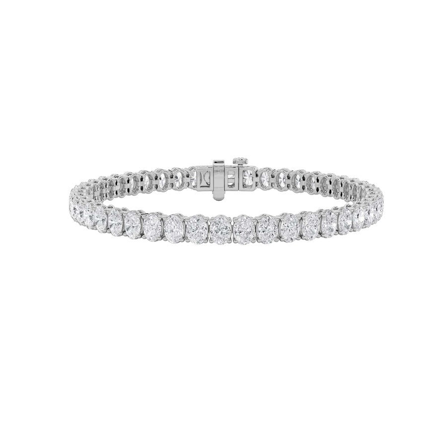 9CTW Oval Shaped Lab Grown Diamond (G/VS) East West Line Bracelet in 14K Gold