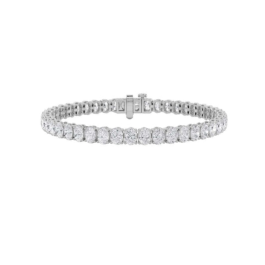 9CTW Oval Shaped Lab Grown Diamond (G/VS) East West Line Bracelet in 14K Gold