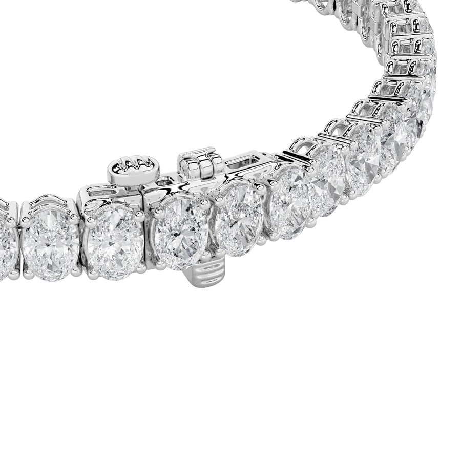 9CTW Oval Shaped Lab Grown Diamond (G/VS) East West Line Bracelet in 14K Gold