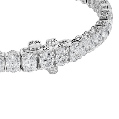 9CTW Oval Shaped Lab Grown Diamond (G/VS) East West Line Bracelet in 14K Gold