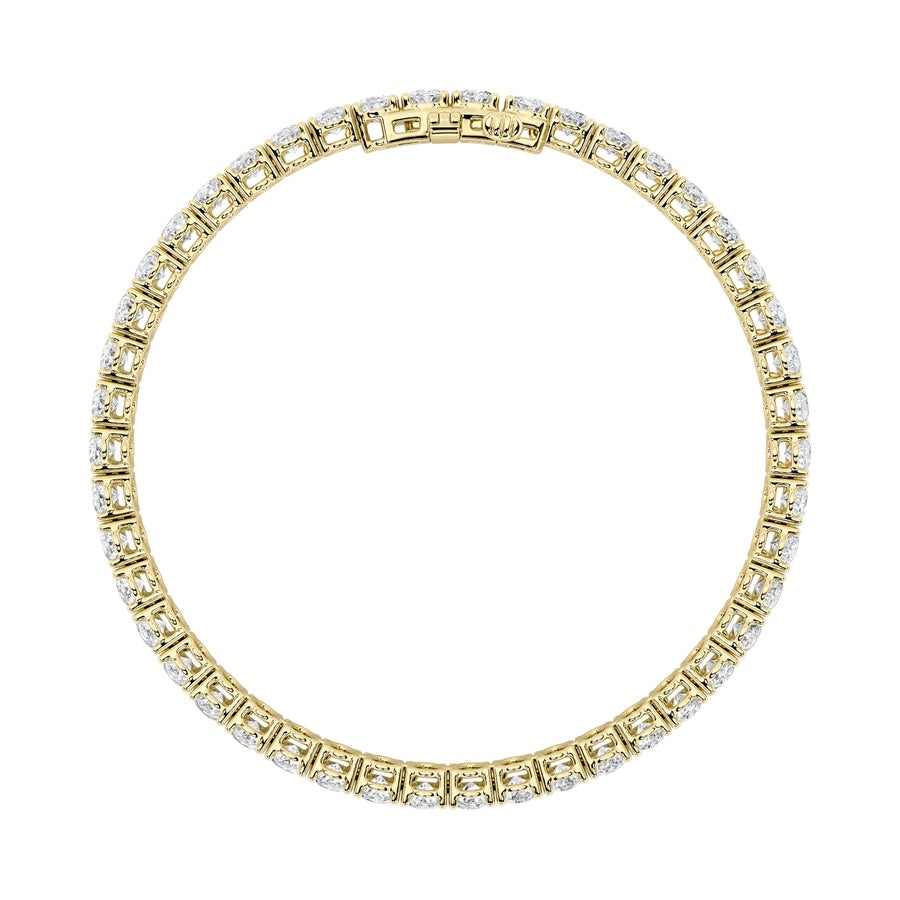 9CTW Oval Shaped Lab Grown Diamond (G/VS) East West Line Bracelet in 14K Gold