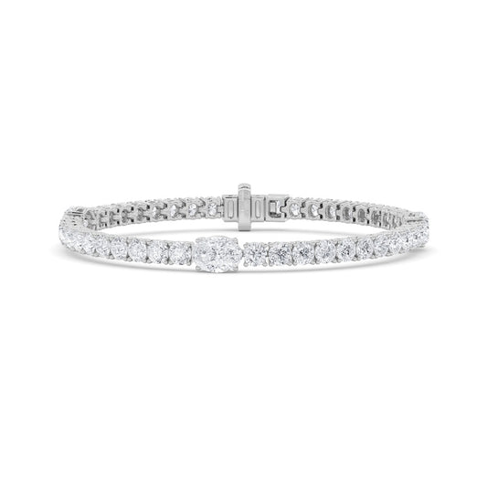 10CTW Oval Shaped Lab Grown Diamond (F/VS) East West Station Bracelet in 14K Gold
