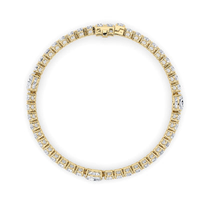 10CTW Oval Shaped Lab Grown Diamond (F/VS) East West Station Bracelet in 14K Gold