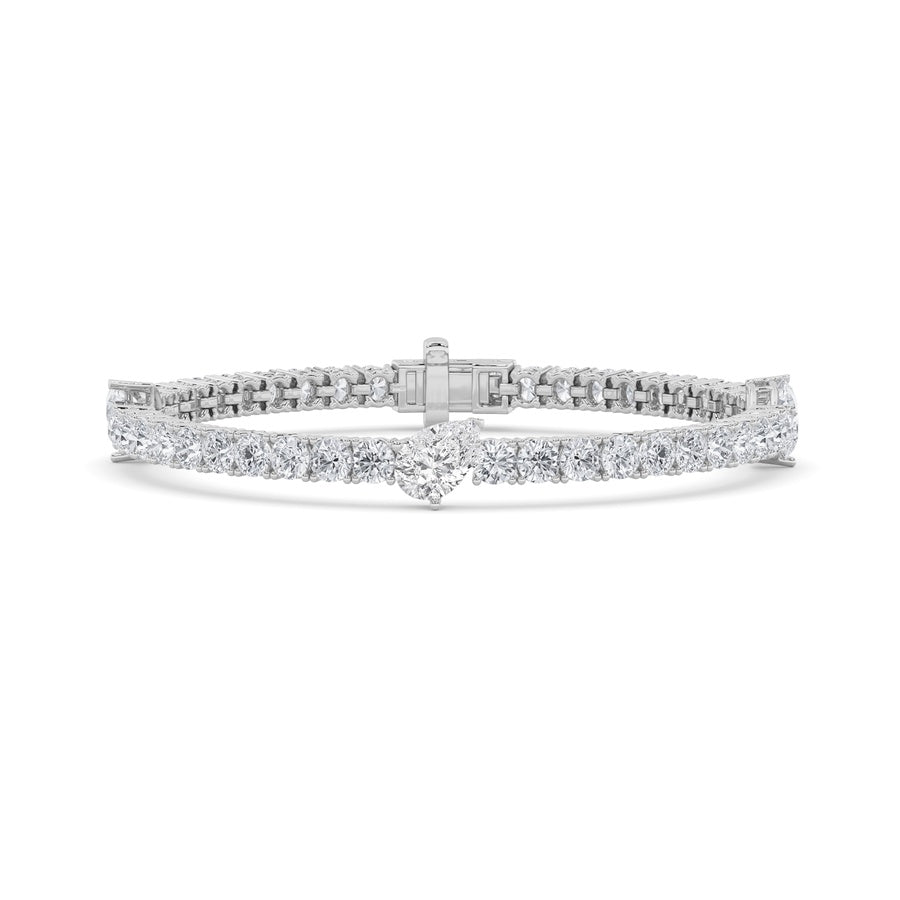 10CTW Pear Shaped Lab Grown Diamond (F/VS) East West Station Bracelet in 14K Gold