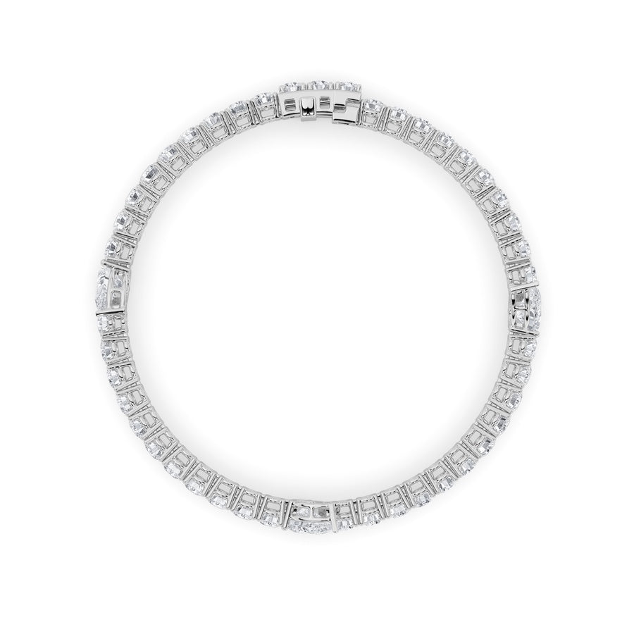 10CTW Pear Shaped Lab Grown Diamond (F/VS) East West Station Bracelet in 14K Gold