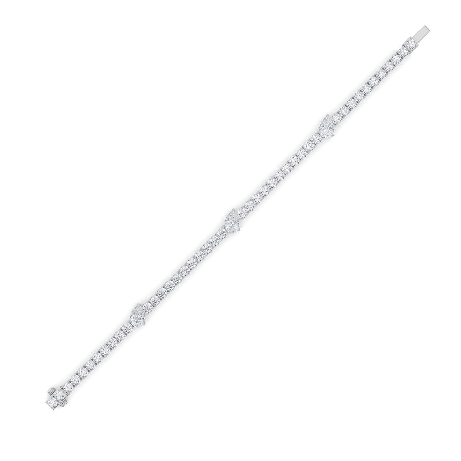 10CTW Pear Shaped Lab Grown Diamond (F/VS) East West Station Bracelet in 14K Gold