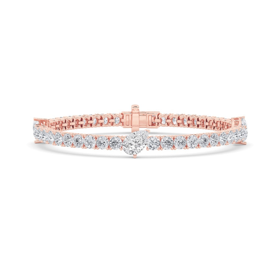 10CTW Pear Shaped Lab Grown Diamond (F/VS) East West Station Bracelet in 14K Gold