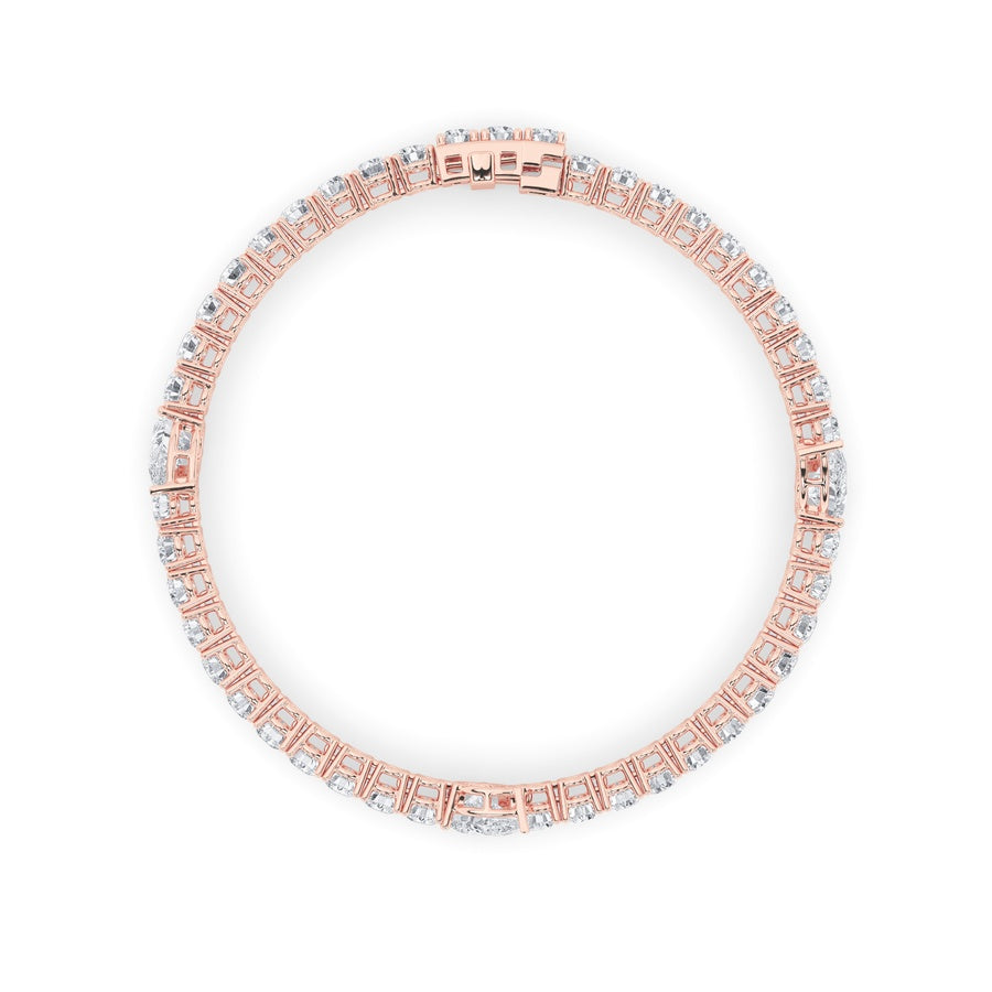 10CTW Pear Shaped Lab Grown Diamond (F/VS) East West Station Bracelet in 14K Gold