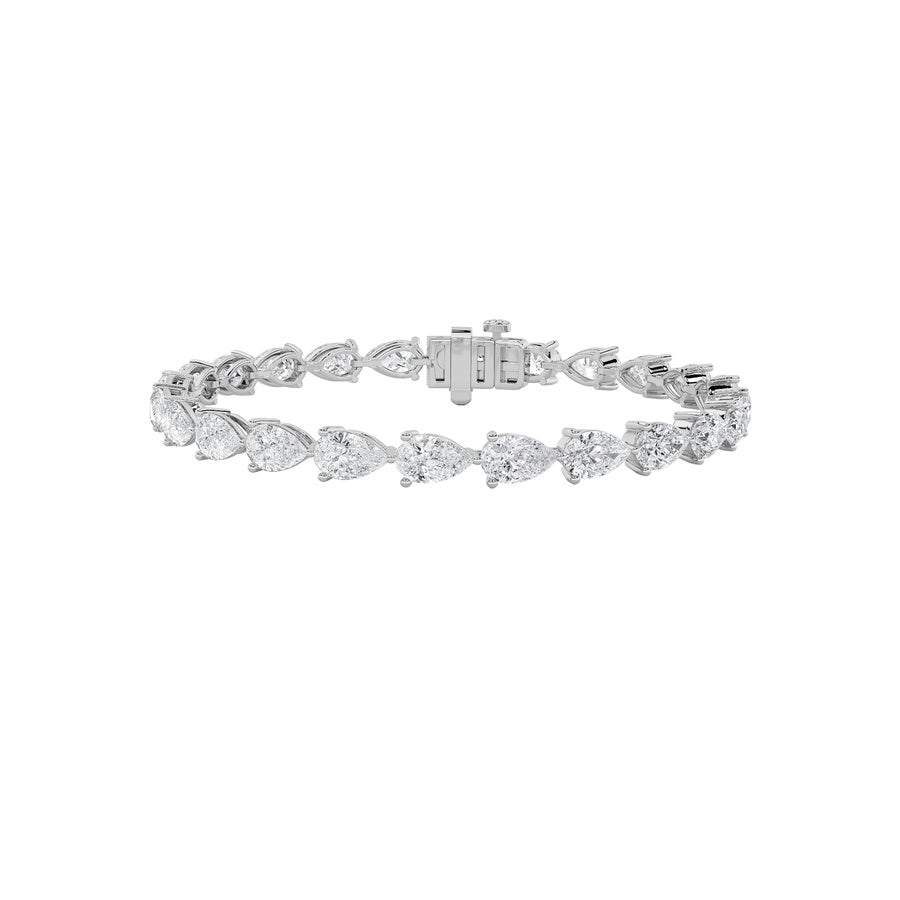 10CTW Pear Shaped Lab Grown Diamond (F/VS) Fancy Line Bracelet in 14K Gold