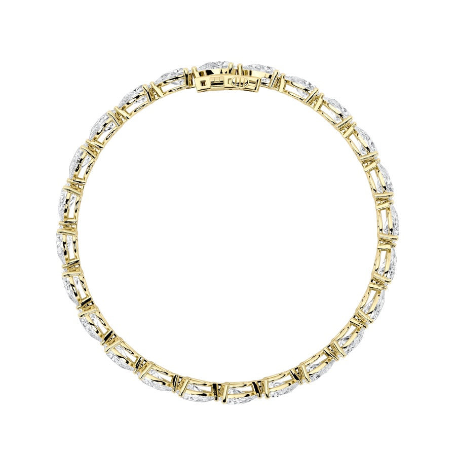 10CTW Pear Shaped Lab Grown Diamond (F/VS) Fancy Line Bracelet in 14K Gold