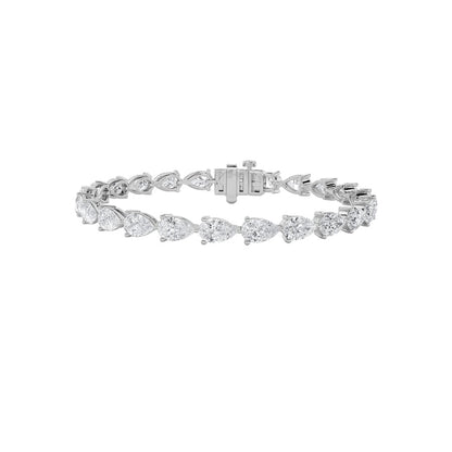 12CTW Pear Shaped Lab Grown Diamond (F/VS) Fancy Line Bracelet in 14K Gold