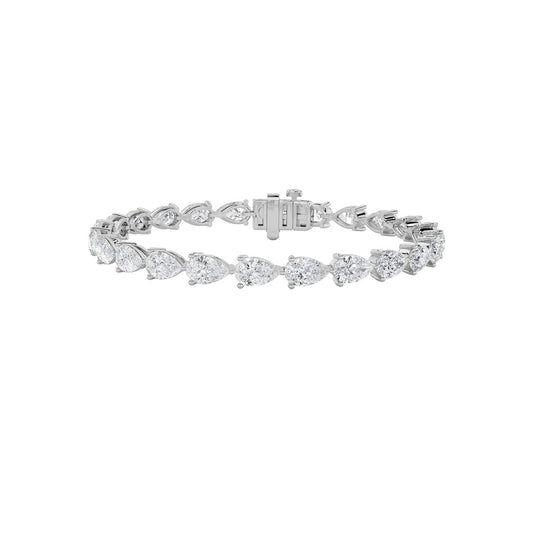 12CTW Pear Shaped Lab Grown Diamond (F/VS) Fancy Line Bracelet in 14K Gold