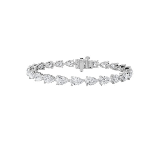 12CTW Pear Shaped Lab Grown Diamond (F/VS) Fancy Line Bracelet in 14K Gold