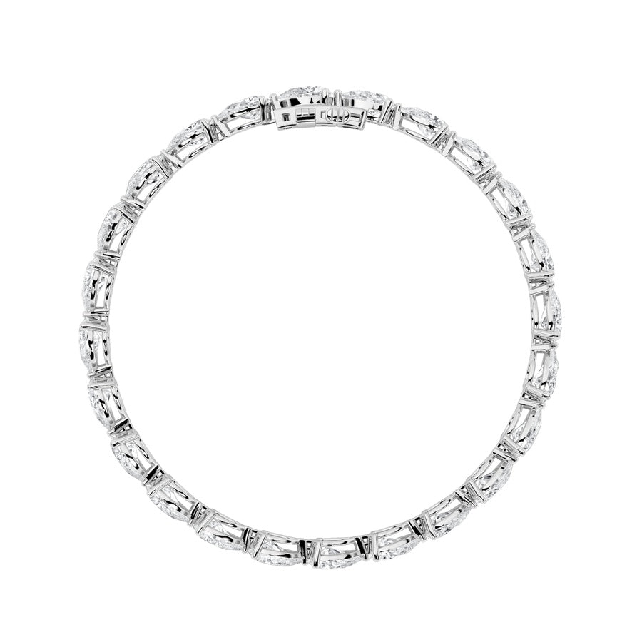 12CTW Pear Shaped Lab Grown Diamond (F/VS) Fancy Line Bracelet in 14K Gold