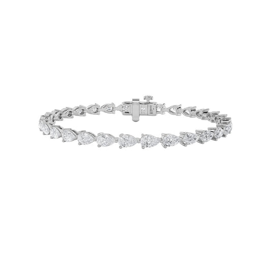 6CTW Pear Shaped Lab Grown Diamond (F/VS) Fancy Line Bracelet in 14K Gold