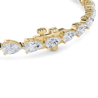6CTW Pear Shaped Lab Grown Diamond (F/VS) Fancy Line Bracelet in 14K Gold