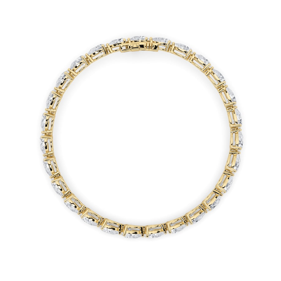 6CTW Pear Shaped Lab Grown Diamond (F/VS) Fancy Line Bracelet in 14K Gold