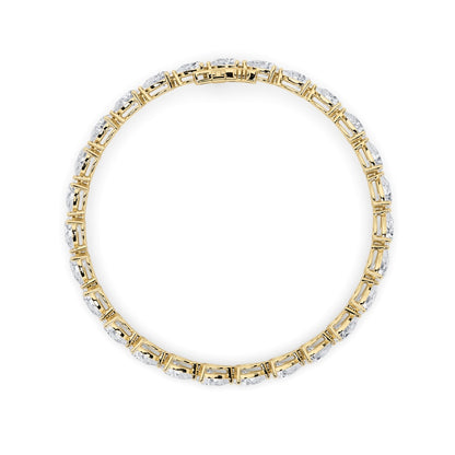6CTW Pear Shaped Lab Grown Diamond (F/VS) Fancy Line Bracelet in 14K Gold