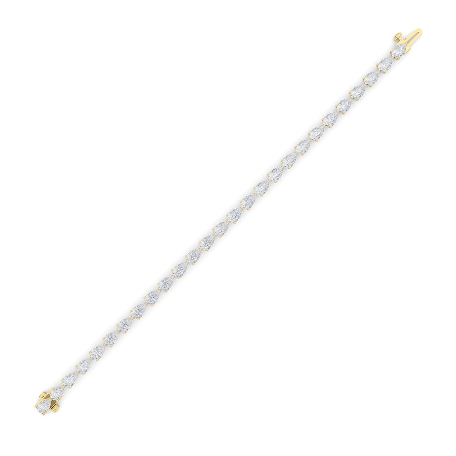 6CTW Pear Shaped Lab Grown Diamond (F/VS) Fancy Line Bracelet in 14K Gold