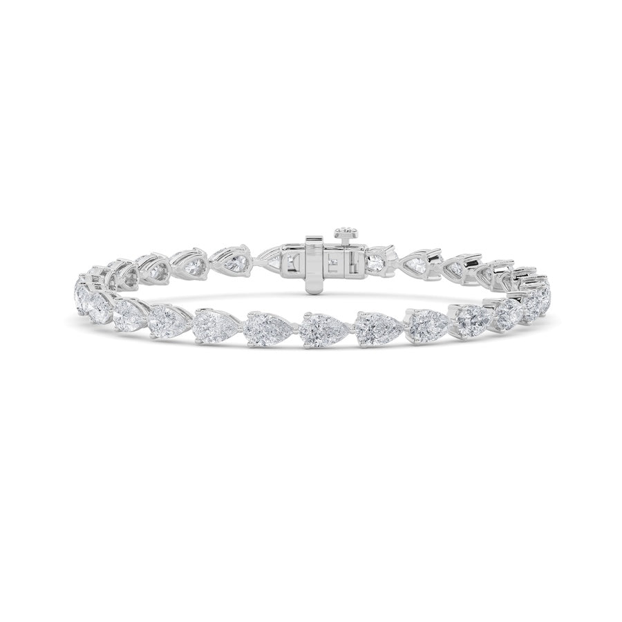 8CTW Pear Shaped Lab Grown Diamond (F/VS) East West Bracelet in 14K Gold