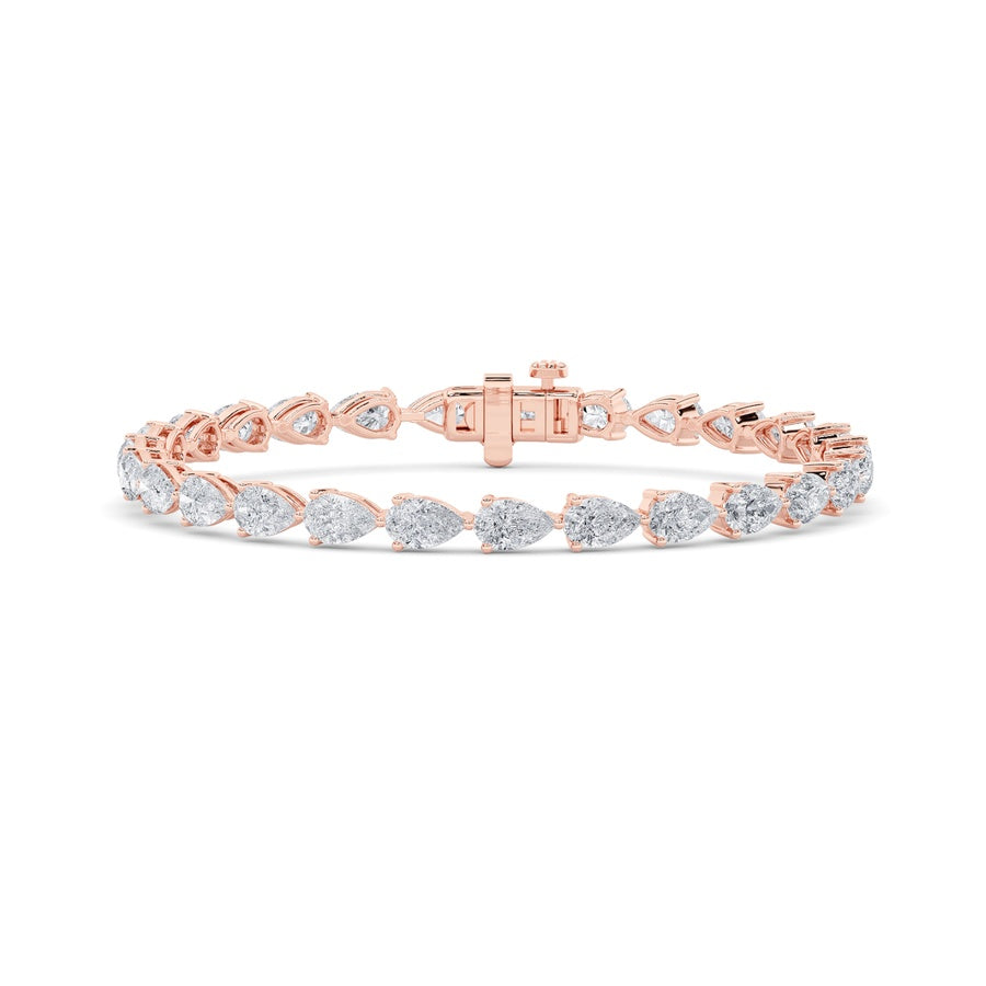 8CTW Pear Shaped Lab Grown Diamond (F/VS) East West Bracelet in 14K Gold