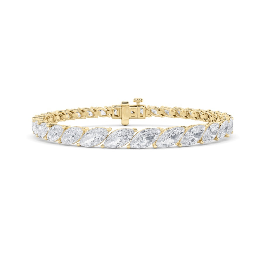 13CTW Marquise Shaped Lab Grown Diamond (F/VS) Fancy Bracelet in 14K Gold