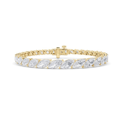 13CTW Marquise Shaped Lab Grown Diamond (F/VS) Fancy Bracelet in 14K Gold