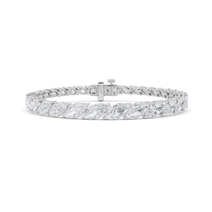 13.5CTW Marquise Shaped Lab Grown Diamond (F/VS) Bracelet in 14K Gold