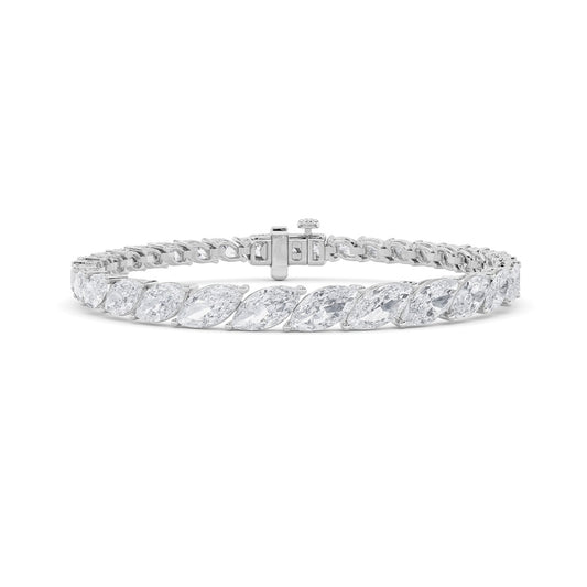 13.5CTW Marquise Shaped Lab Grown Diamond (F/VS) Bracelet in 14K Gold