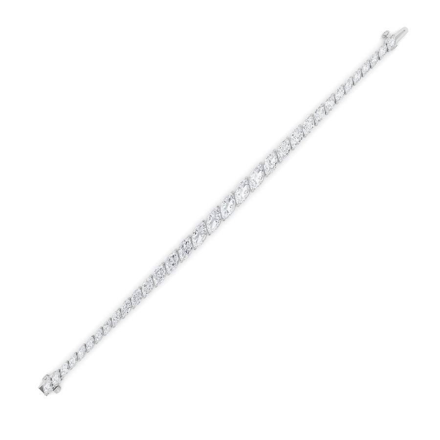 13.5CTW Marquise Shaped Lab Grown Diamond (F/VS) Bracelet in 14K Gold