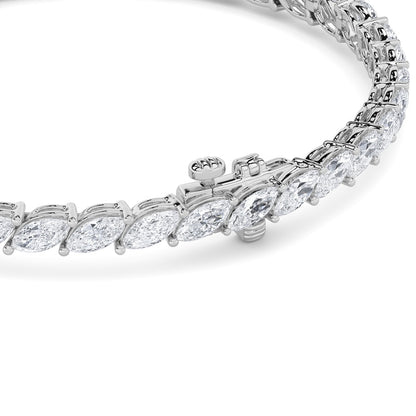 13.5CTW Marquise Shaped Lab Grown Diamond (F/VS) Bracelet in 14K Gold