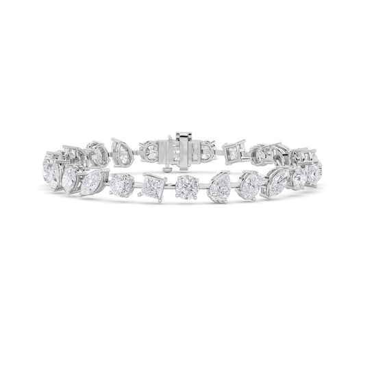 10.5CTW Mix Shaped Lab Grown Diamond (F/VS) North South Bracelet in 14K Gold