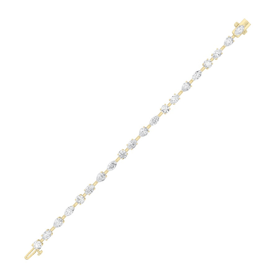 10CTW Mix Shaped Lab Grown Diamond East & West Bracelet in 14K Gold (F/VS)
