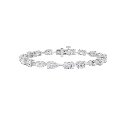 12CTW Mix Shaped Lab Grown Diamond East & West Bracelet in 14K Gold (F/VS)