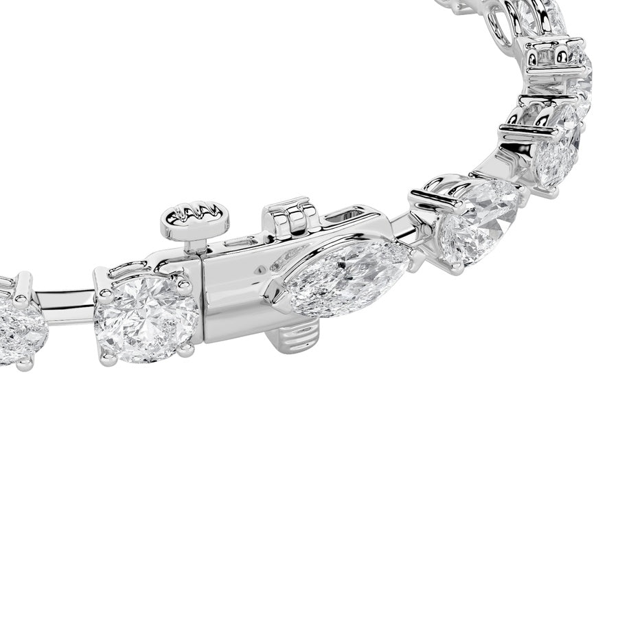 12CTW Mix Shaped Lab Grown Diamond East & West Bracelet in 14K Gold (F/VS)