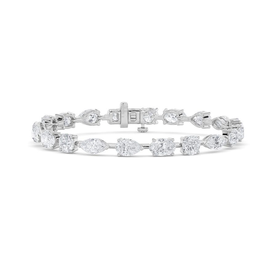 5CTW Mix Shaped Lab Grown Diamond East & West Bracelet in 14K Gold (F/VS)