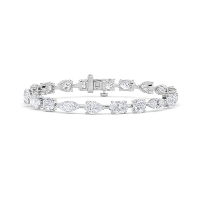 5CTW Mix Shaped Lab Grown Diamond East & West Bracelet in 14K Gold (F/VS)