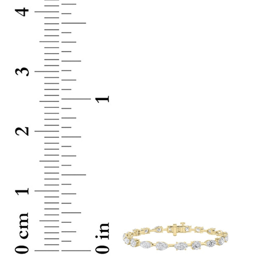 5CTW Mix Shaped Lab Grown Diamond East & West Bracelet in 14K Gold (F/VS)