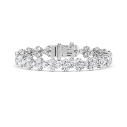 13CTW Round Shaped Lab Grown Diamond (F/VS) Cluster Bracelet in 14K Gold