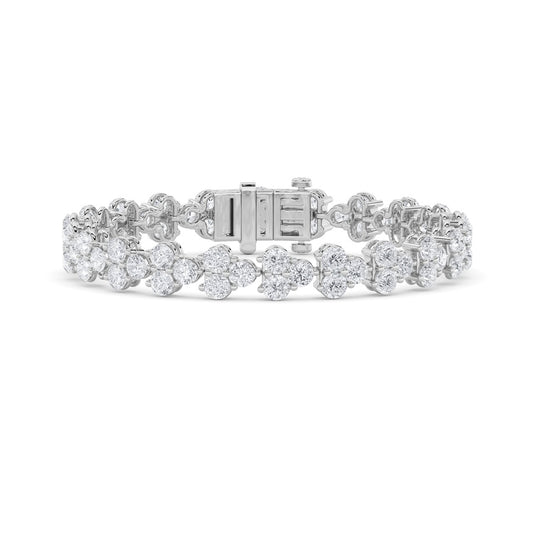 13CTW Round Shaped Lab Grown Diamond (F/VS) Cluster Bracelet in 14K Gold