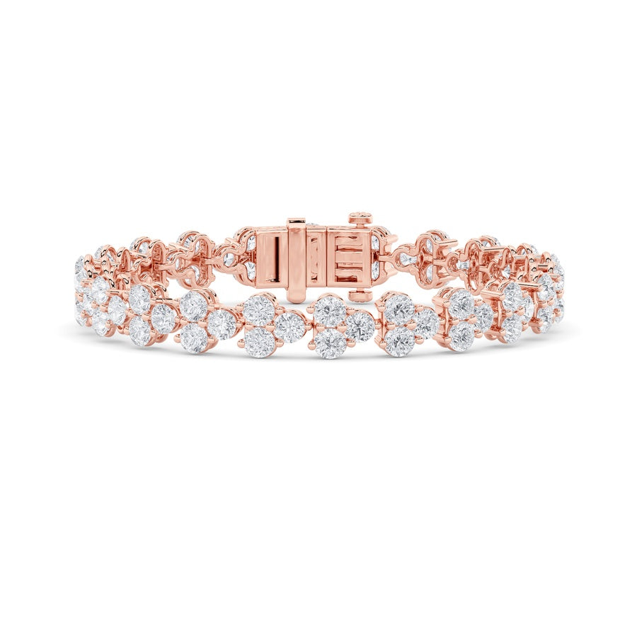 13CTW Round Shaped Lab Grown Diamond (F/VS) Cluster Bracelet in 14K Gold
